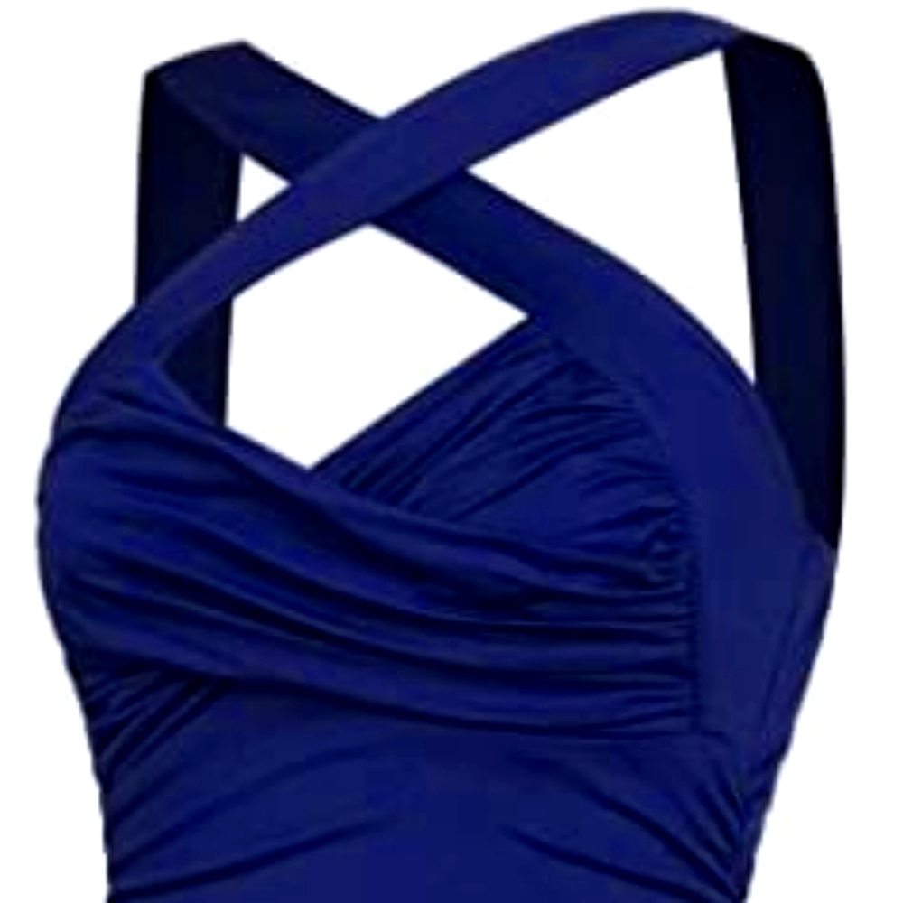 Navy blue retro crisscross top